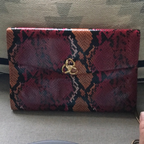 KATE LANDRY python bag oxblood snake print faux leather NWT - Picture 3 of 9